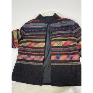 Coldwater Creek Womens Art Jacket Embellished Black Denim Size 14P‎